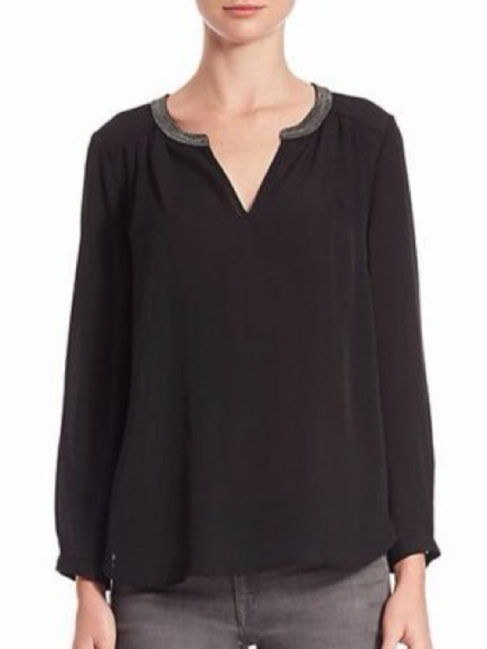 Joie Krisha Silk Blouse, Black, Medium